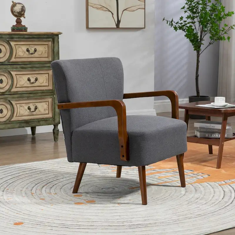 Sedie moderne in soggiorno, poltrone con struttura in legno