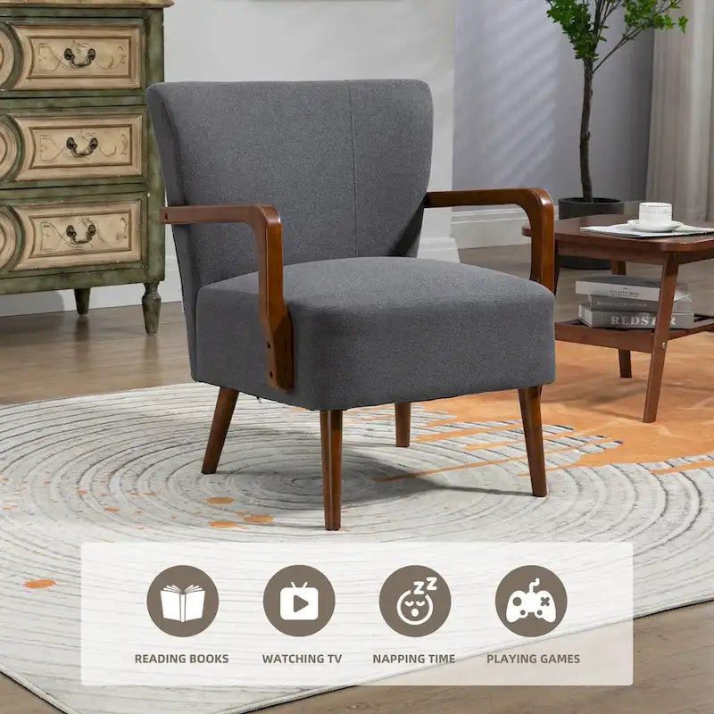 Sedie moderne in soggiorno, poltrone con struttura in legno