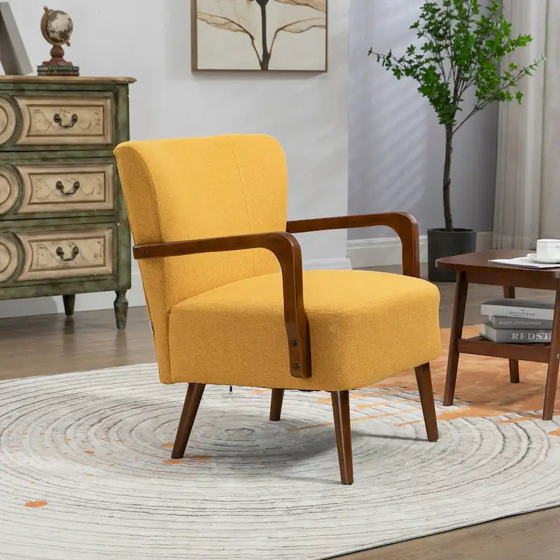 Sedie moderne in soggiorno, poltrone con struttura in legno