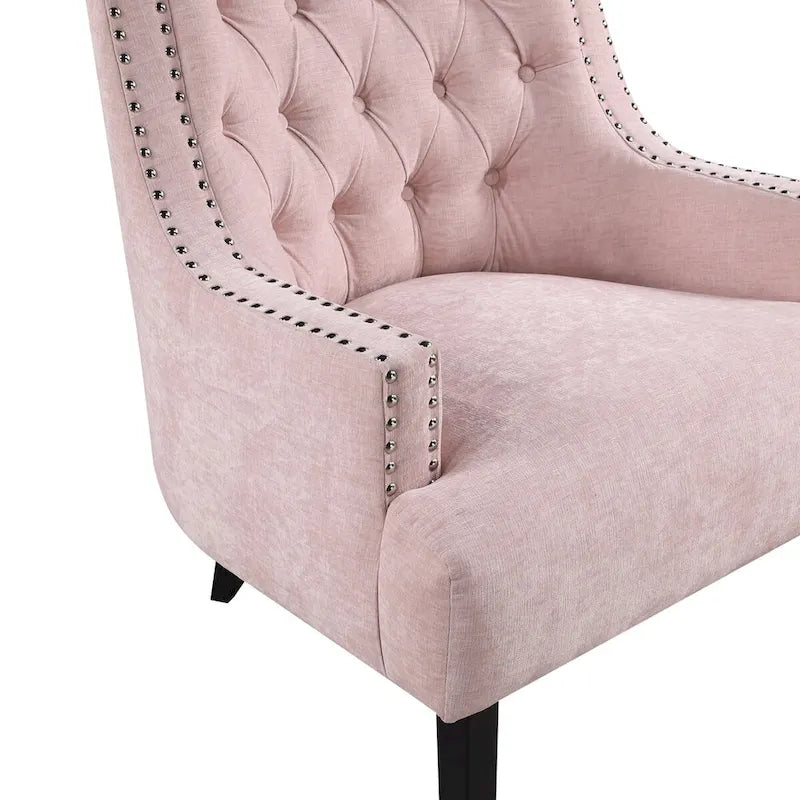 Poltrona Accent Moderna Tradizionale, Rivestimento in ciniglia, Capitonnè, Legno massello 1 pz Mobili da soggiorno