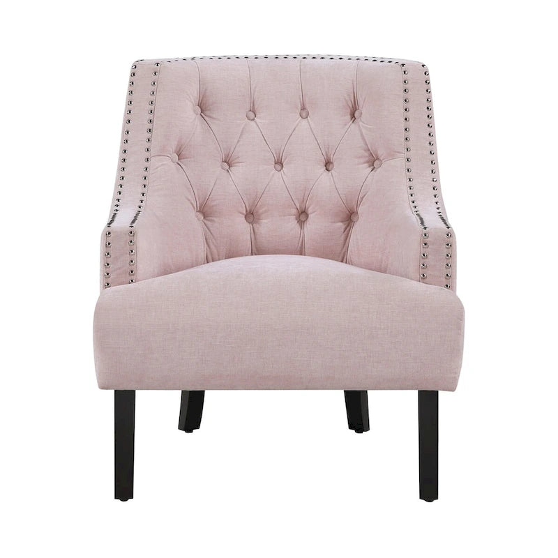 Poltrona Accent Moderna Tradizionale, Rivestimento in ciniglia, Capitonnè, Legno massello 1 pz Mobili da soggiorno