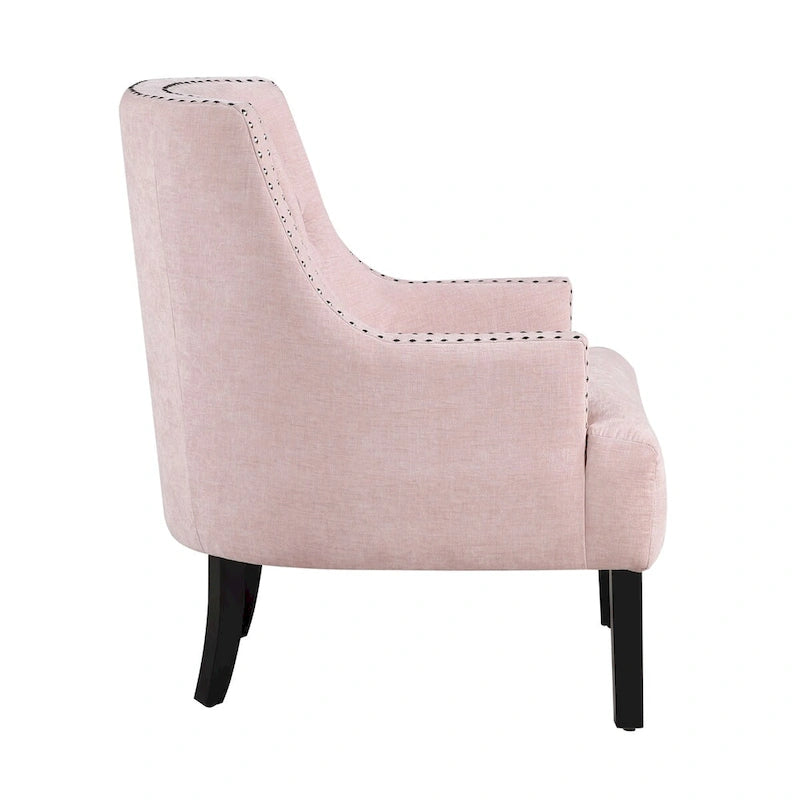 Poltrona Accent Moderna Tradizionale, Rivestimento in ciniglia, Capitonnè, Legno massello 1 pz Mobili da soggiorno