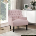 Poltrona Accent Moderna Tradizionale, Rivestimento in ciniglia, Capitonnè, Legno massello 1 pz Mobili da soggiorno