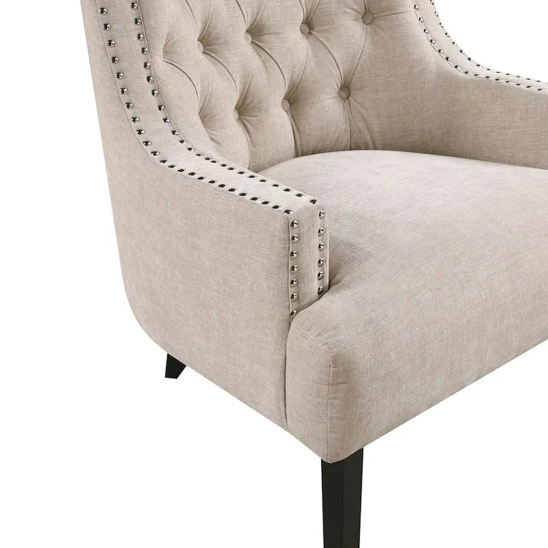 Poltrona Accent Moderna Tradizionale, Rivestimento in ciniglia, Capitonnè, Legno massello 1 pz Mobili da soggiorno