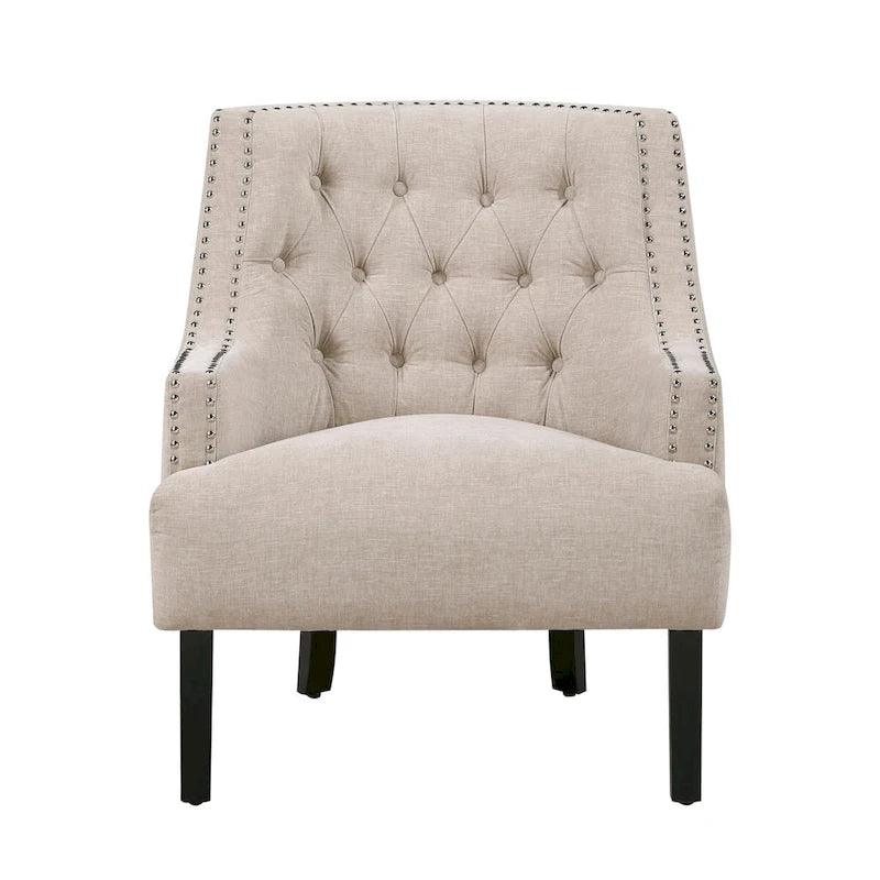 Poltrona Accent Moderna Tradizionale, Rivestimento in ciniglia, Capitonnè, Legno massello 1 pz Mobili da soggiorno