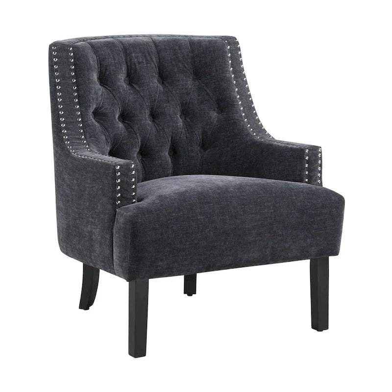 Poltrona Accent Moderna Tradizionale, Rivestimento in ciniglia, Capitonnè, Legno massello 1 pz Mobili da soggiorno