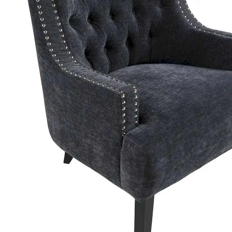 Poltrona Accent Moderna Tradizionale, Rivestimento in ciniglia, Capitonnè, Legno massello 1 pz Mobili da soggiorno