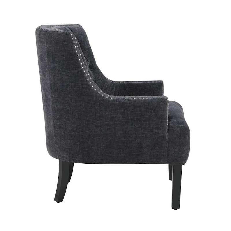 Poltrona Accent Moderna Tradizionale, Rivestimento in ciniglia, Capitonnè, Legno massello 1 pz Mobili da soggiorno