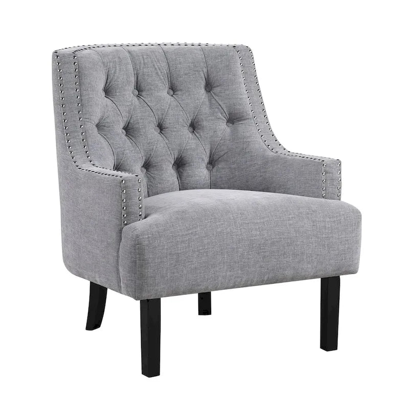 Poltrona Accent Moderna Tradizionale, Rivestimento in ciniglia, Capitonnè, Legno massello 1 pz Mobili da soggiorno