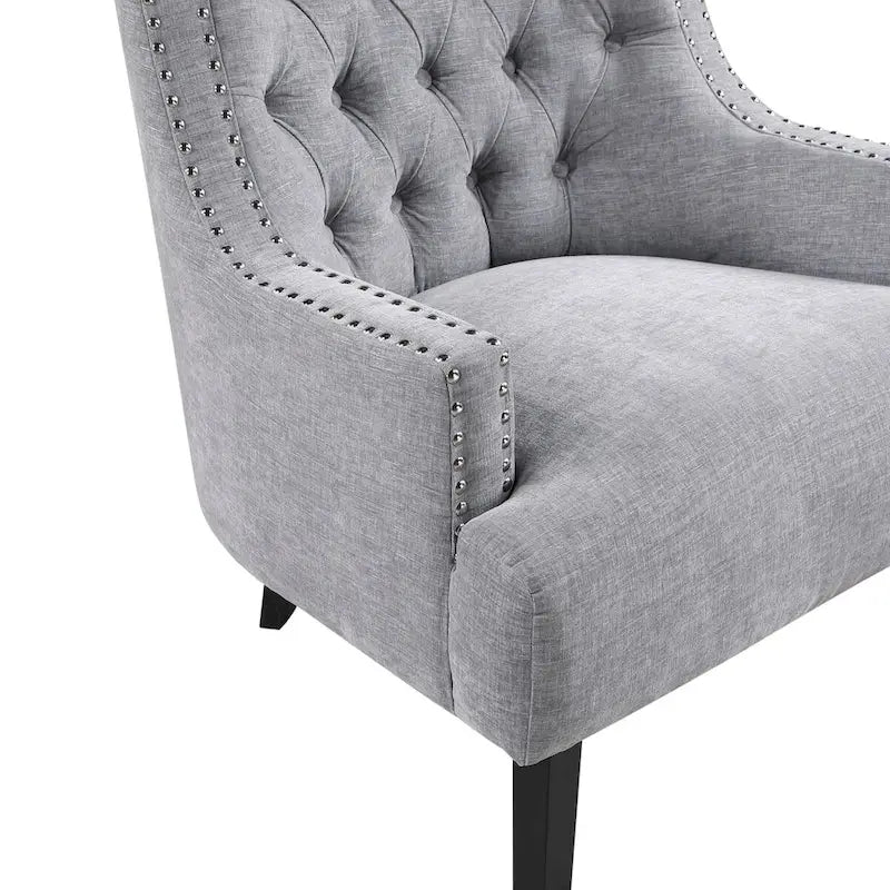 Poltrona Accent Moderna Tradizionale, Rivestimento in ciniglia, Capitonnè, Legno massello 1 pz Mobili da soggiorno