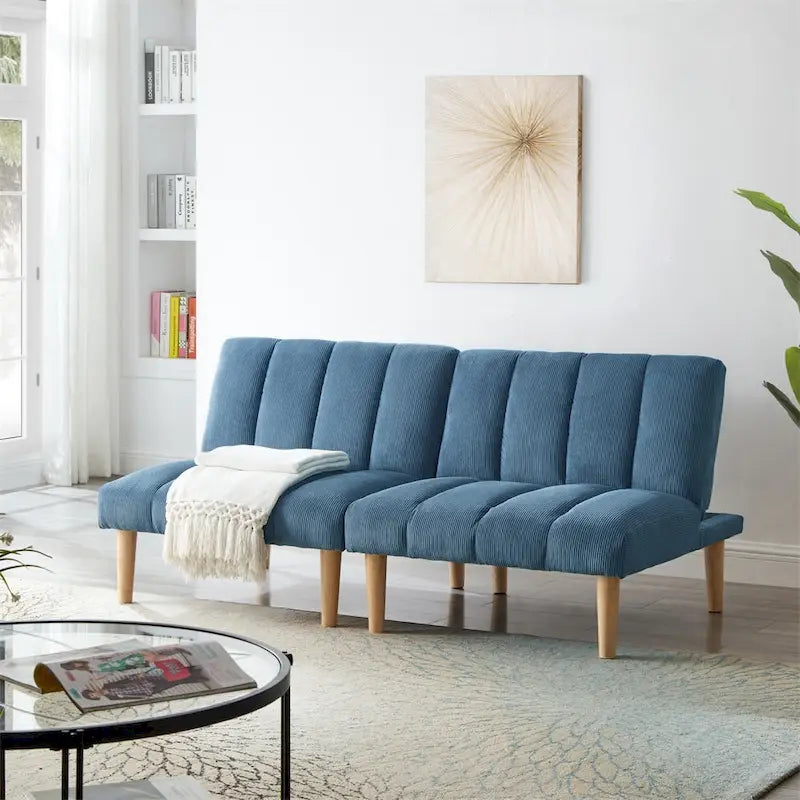 Corduroy Fabric Wooden Legs Convertible Sofa Bed