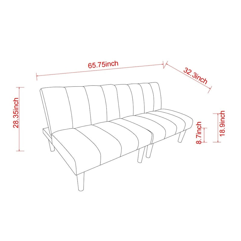 Corduroy Fabric Wooden Legs Convertible Sofa Bed