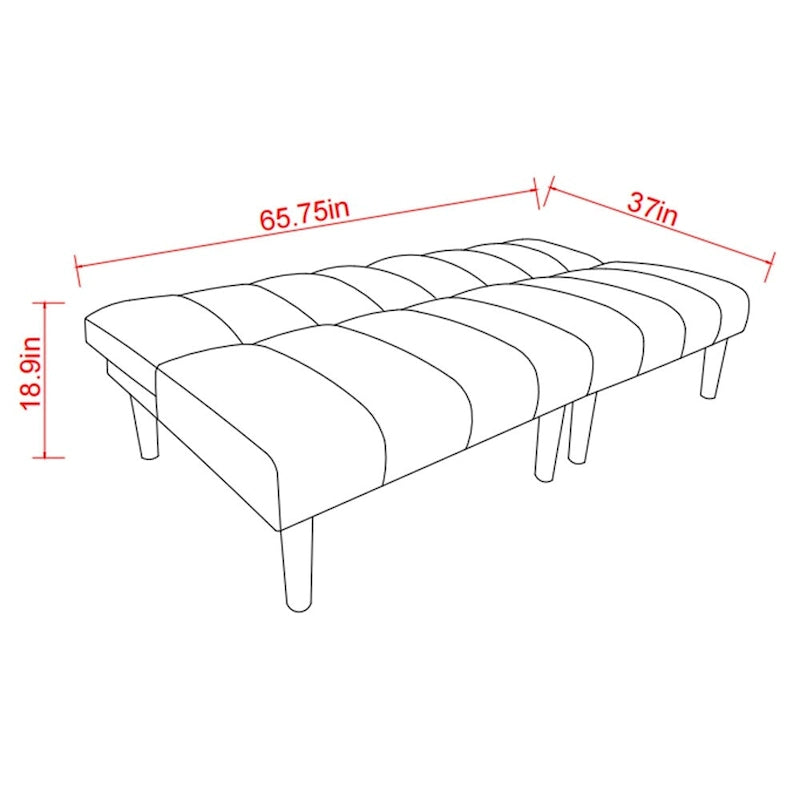 Corduroy Fabric Wooden Legs Convertible Sofa Bed