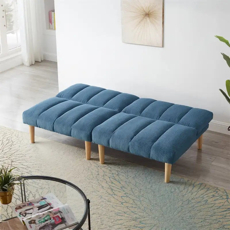 Corduroy Fabric Wooden Legs Convertible Sofa Bed