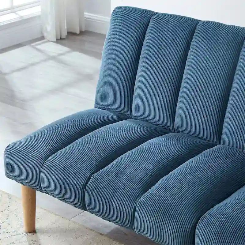 Corduroy Fabric Wooden Legs Convertible Sofa Bed