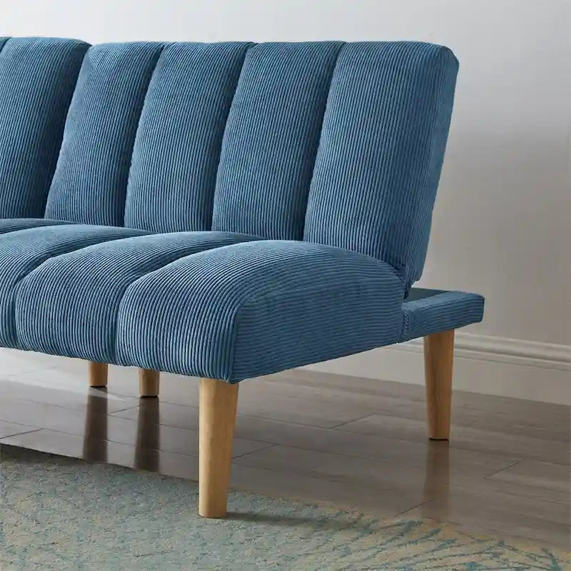 Corduroy Fabric Wooden Legs Convertible Sofa Bed