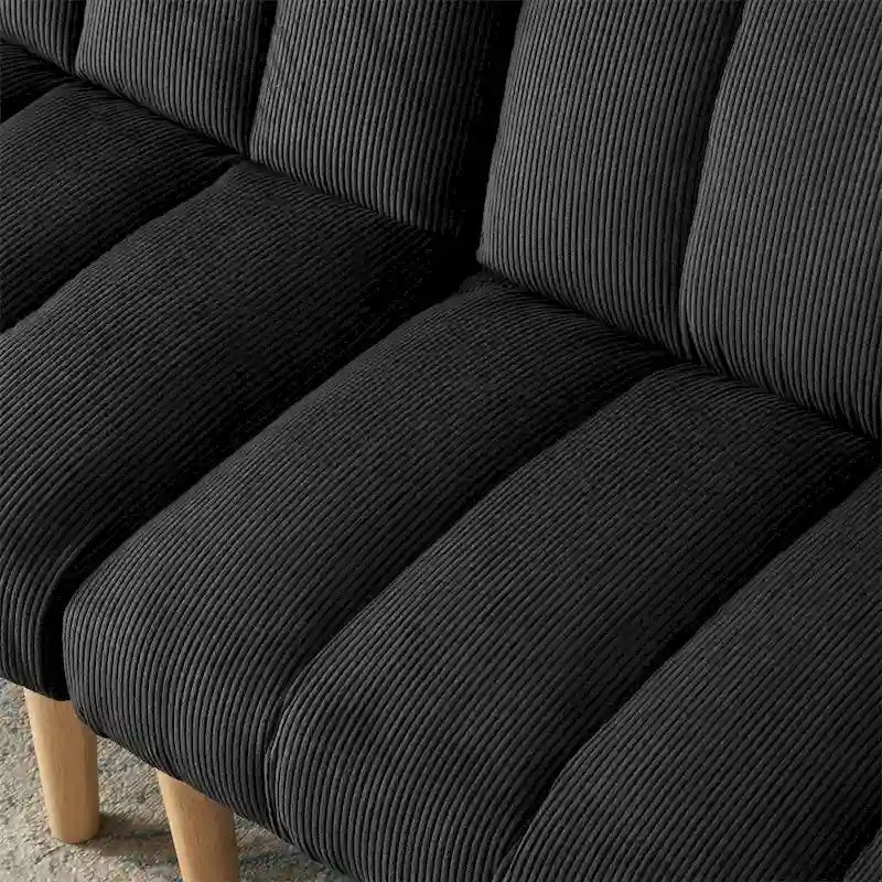 Corduroy Fabric Wooden Legs Convertible Sofa Bed
