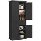 72 Kitchen Pantry, Tall Storage Cabinet, Freestanding Cupboard with Drawer, Doors and Adjustable Shelves