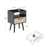 15.75Tavolino in Rattan con Prese di Corrente e Porte USBComodino moderno con cassetto e gambe in legno massello,tavolino da salotto