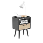 15.75Tavolino in Rattan con Prese di Corrente e Porte USBComodino moderno con cassetto e gambe in legno massello,tavolino da salotto