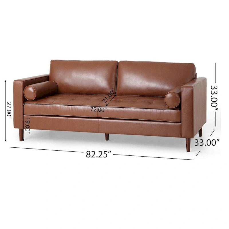 Bequemes 3-Sitzer-Sofa aus PU mit Holzbeinen für das Wohnzimmer