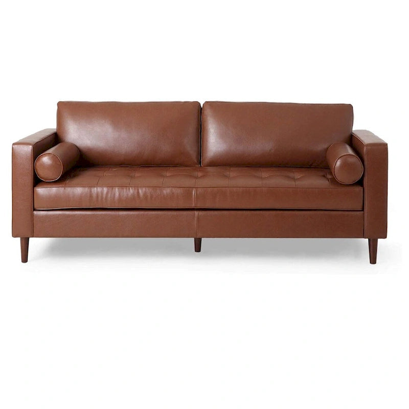 Bequemes 3-Sitzer-Sofa aus PU mit Holzbeinen für das Wohnzimmer