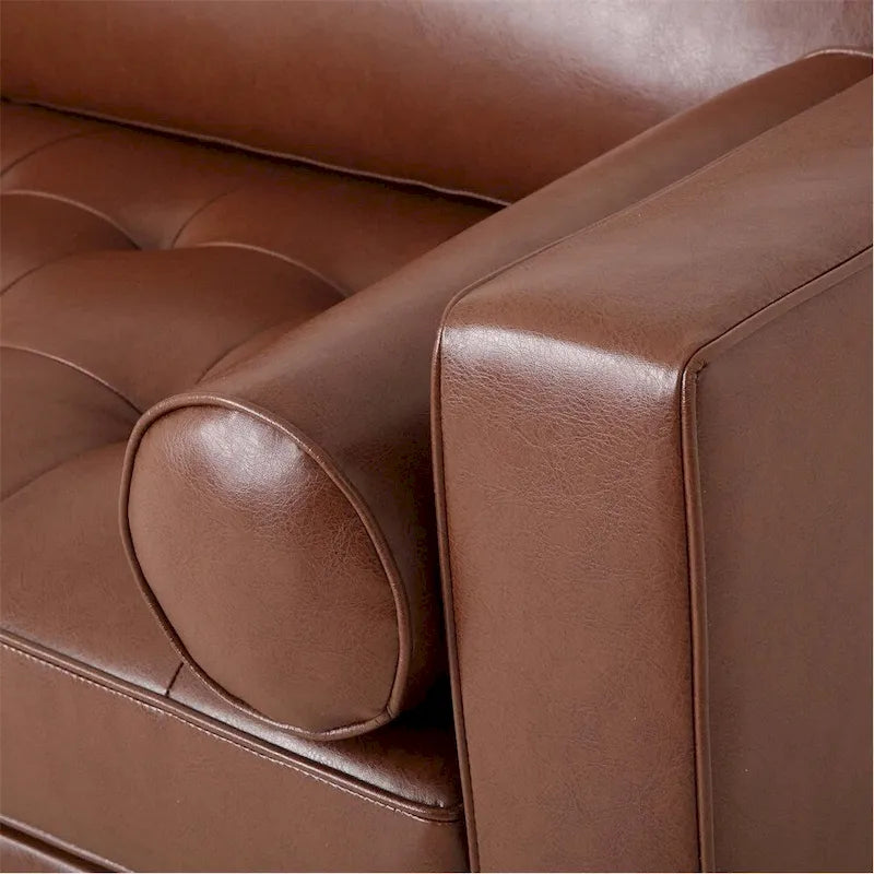 Bequemes 3-Sitzer-Sofa aus PU mit Holzbeinen für das Wohnzimmer