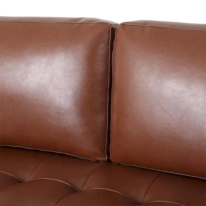 Bequemes 3-Sitzer-Sofa aus PU mit Holzbeinen für das Wohnzimmer