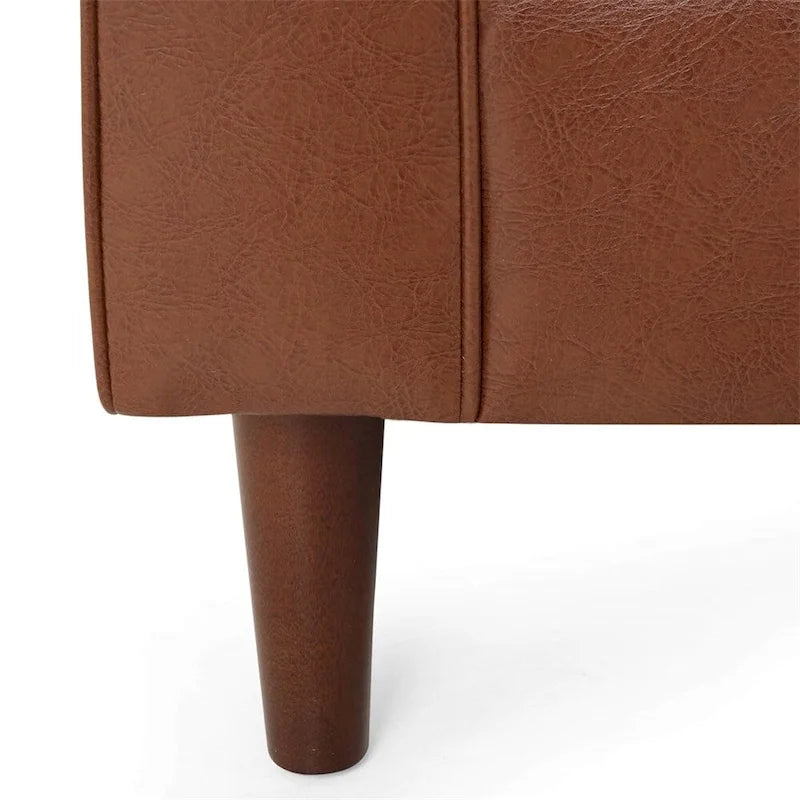 Bequemes 3-Sitzer-Sofa aus PU mit Holzbeinen für das Wohnzimmer