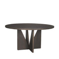 Tarro 60 Round Textured Espresso Wood w/ Geometrical Base Dining Table - 60.0L x 60.0W x 30.0H