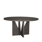 Tarro 60 Round Textured Espresso Wood w/ Geometrical Base Dining Table - 60.0L x 60.0W x 30.0H