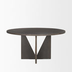 60 Round Textured Espresso Wood w/ Geometrical Base Dining Table - 60.0L x 60.0W x 30.0H