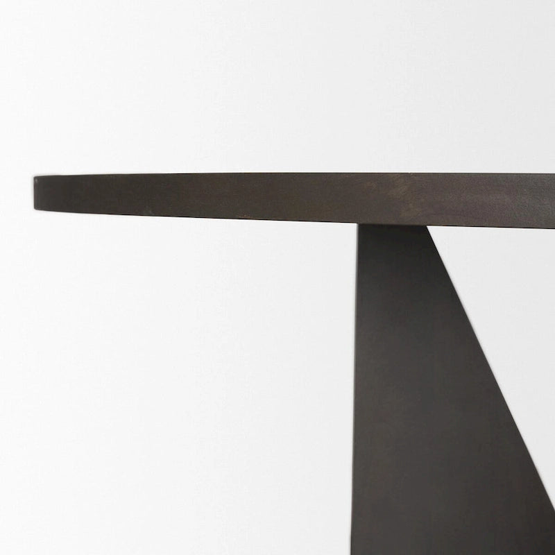 60 Round Textured Espresso Wood w/ Geometrical Base Dining Table - 60.0L x 60.0W x 30.0H