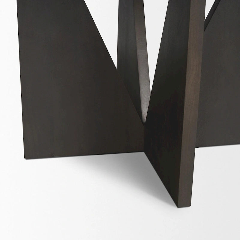 60 Round Textured Espresso Wood w/ Geometrical Base Dining Table - 60.0L x 60.0W x 30.0H