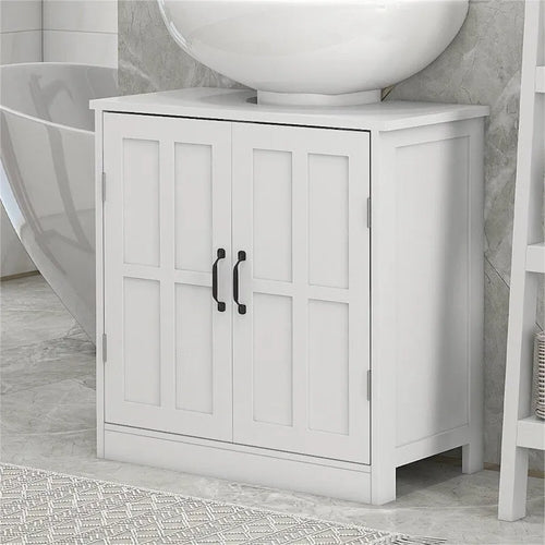 Bathroom Wood Pedestal Sink Cabinet with Adjustable Shelf (No Sink)
