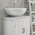 Mobiletto sottopiano da bagno in legno con ripiano regolabile (senza lavabo)