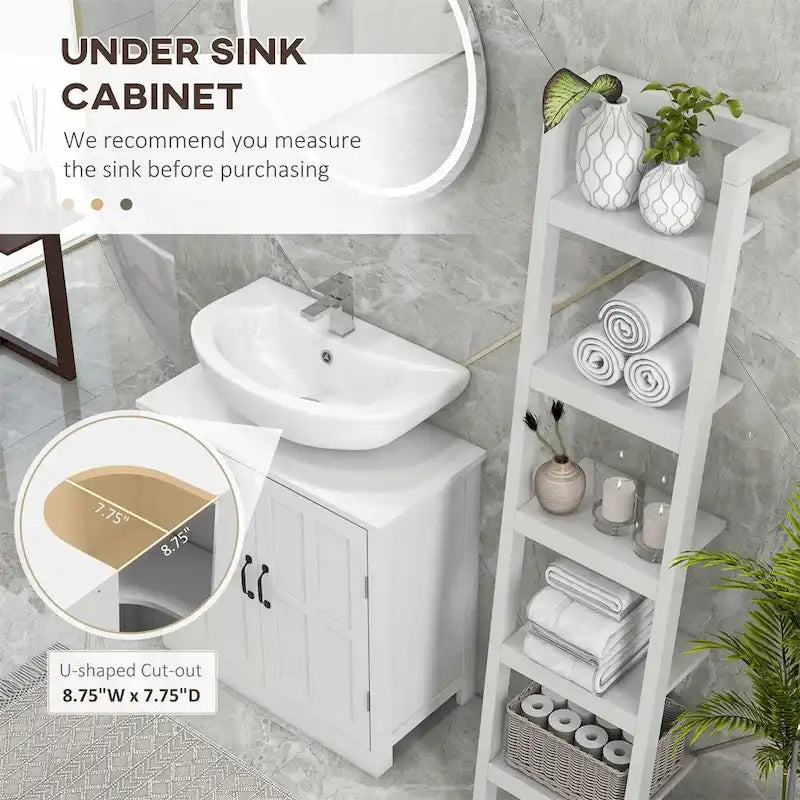 Mobiletto sottopiano da bagno in legno con ripiano regolabile (senza lavabo)