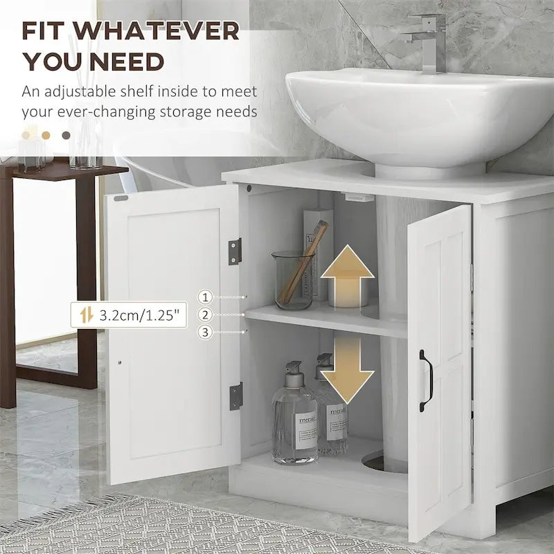 Mobiletto sottopiano da bagno in legno con ripiano regolabile (senza lavabo)